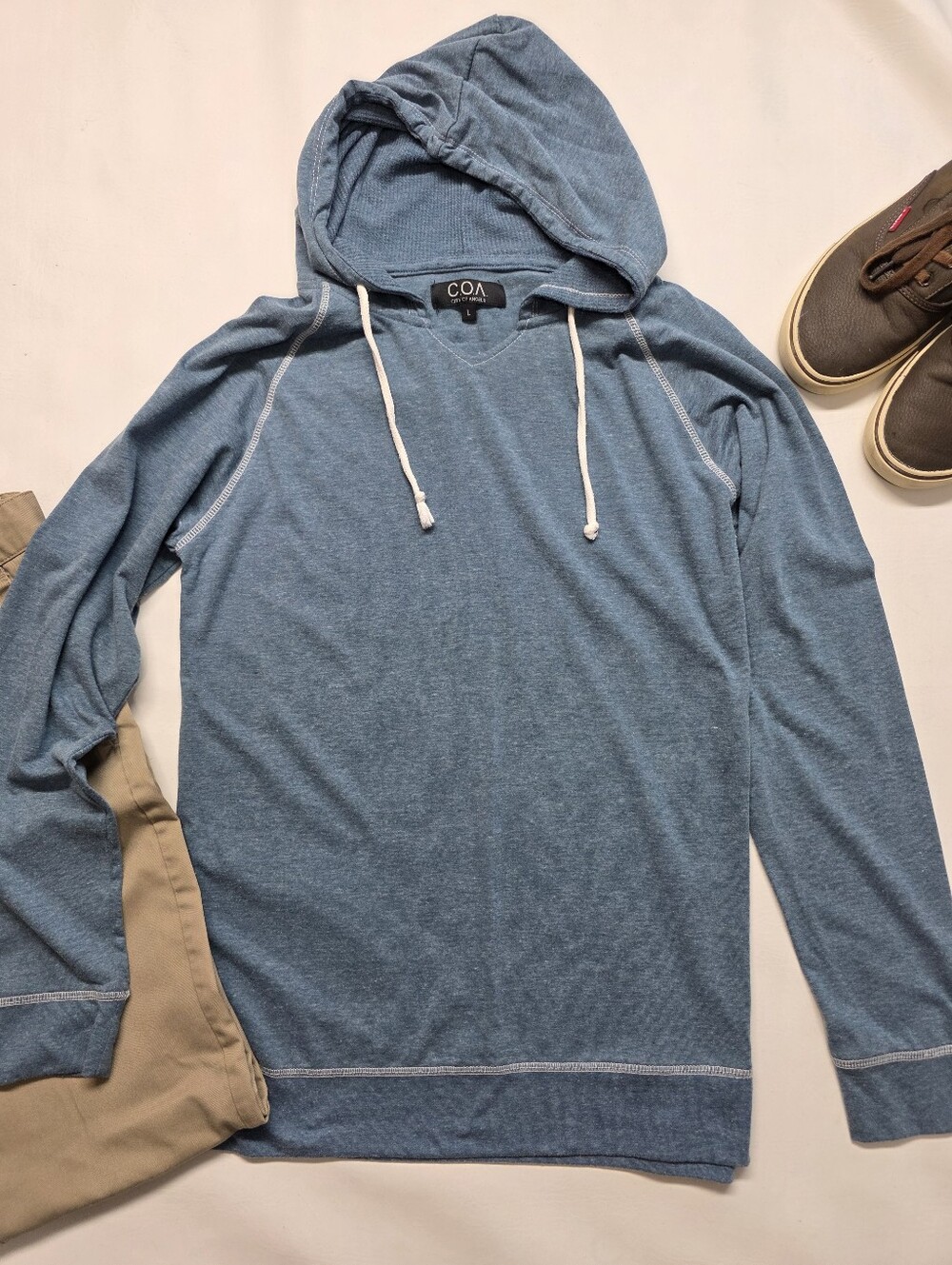 C.O.A City Of Angels Hooded Shirt, Cotton Blend, Size L